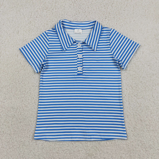 BT1834 RTS NO MOQ （In stock）Short sleeves blue stripe kids boys team polo shirt