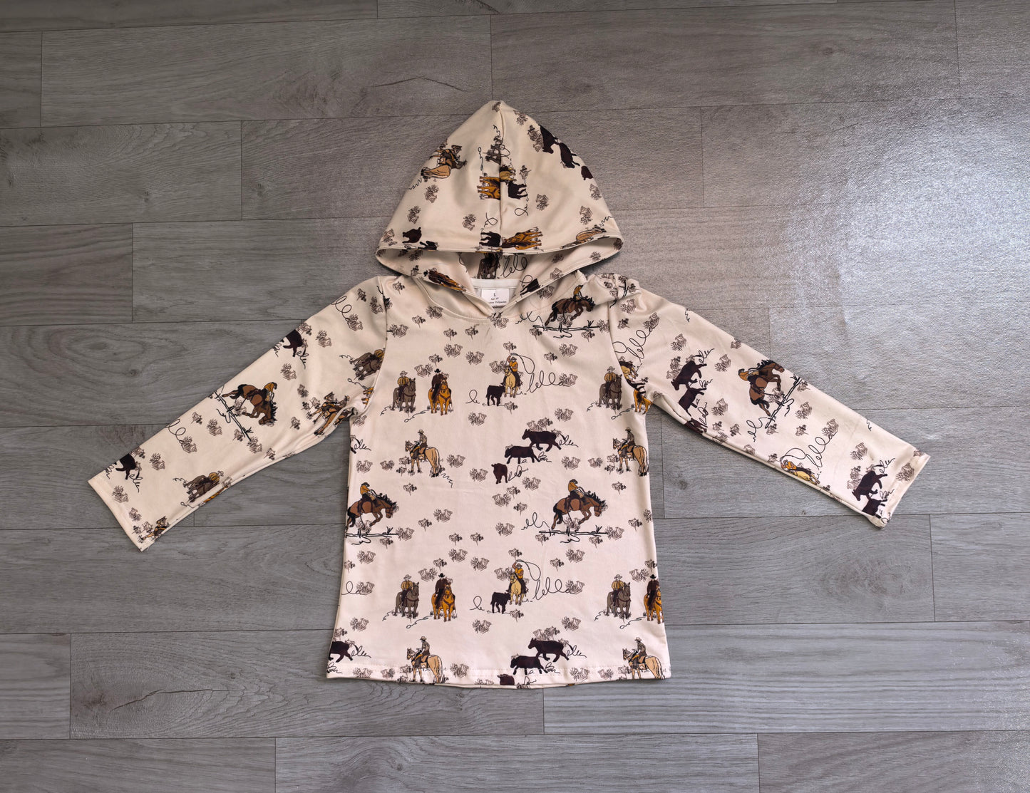 BT1843 Sample No Moq Baby Boys Long Sleeve Horse Rodeos Western Hoodies Top