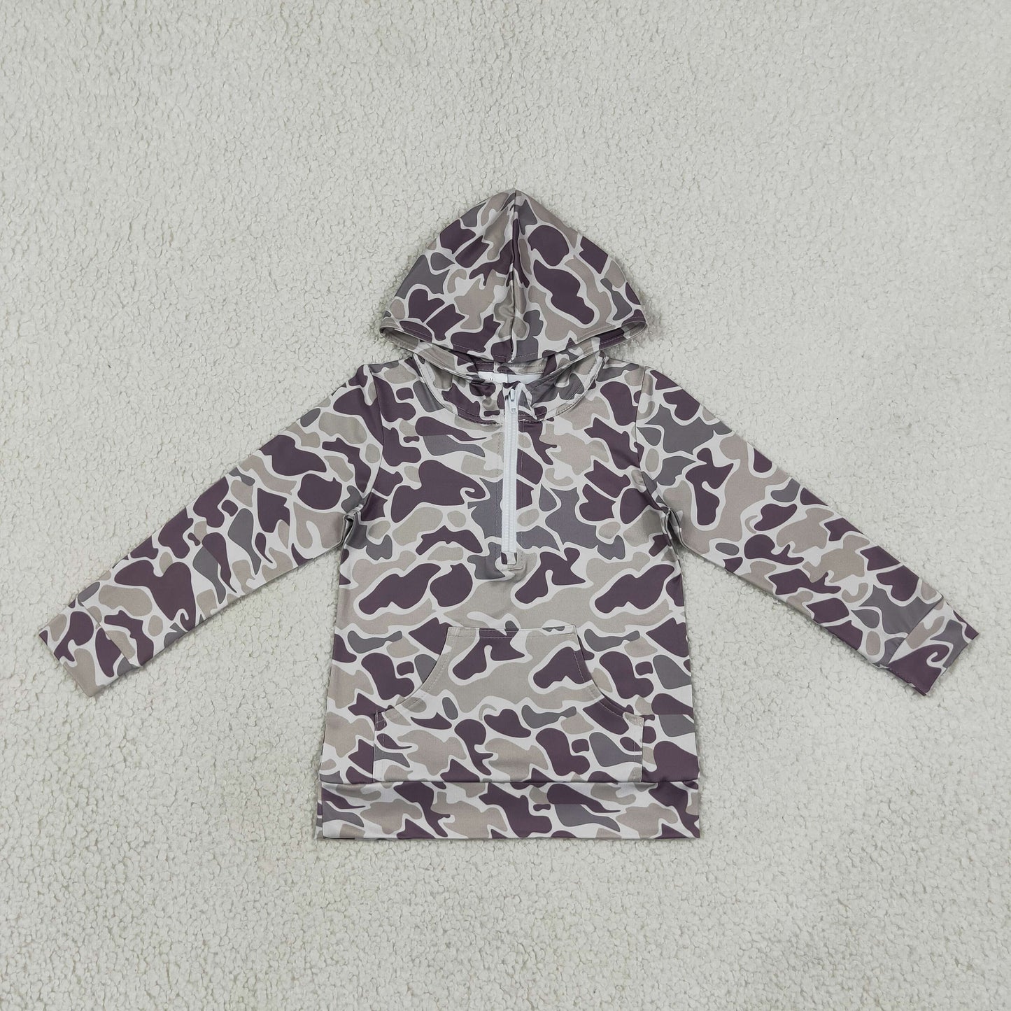 BT1848  RTS NO MOQ （In stock） Baby Boys Long Sleeve Southern Camo Zip Pocket Hoodies Top