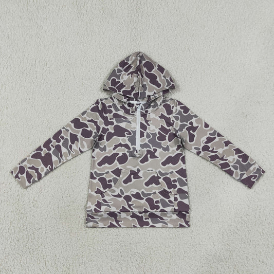 BT1848  RTS NO MOQ （In stock） Baby Boys Long Sleeve Southern Camo Zip Pocket Hoodies Top