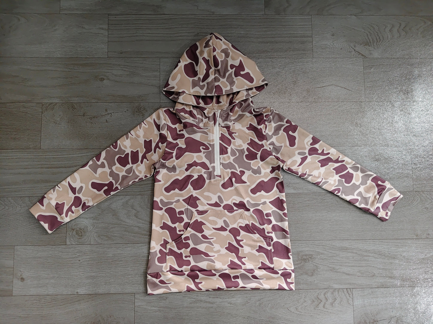 BT1848 Sample No Moq Baby Boys Long Sleeve Southern Camo Zip Pocket Hoodies Top