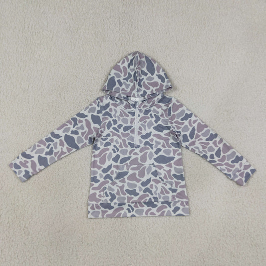 BT1849 RTS NO MOQ （In stock）Baby Boys Long Sleeve Southern Camo Zip Pocket Hoodies Top