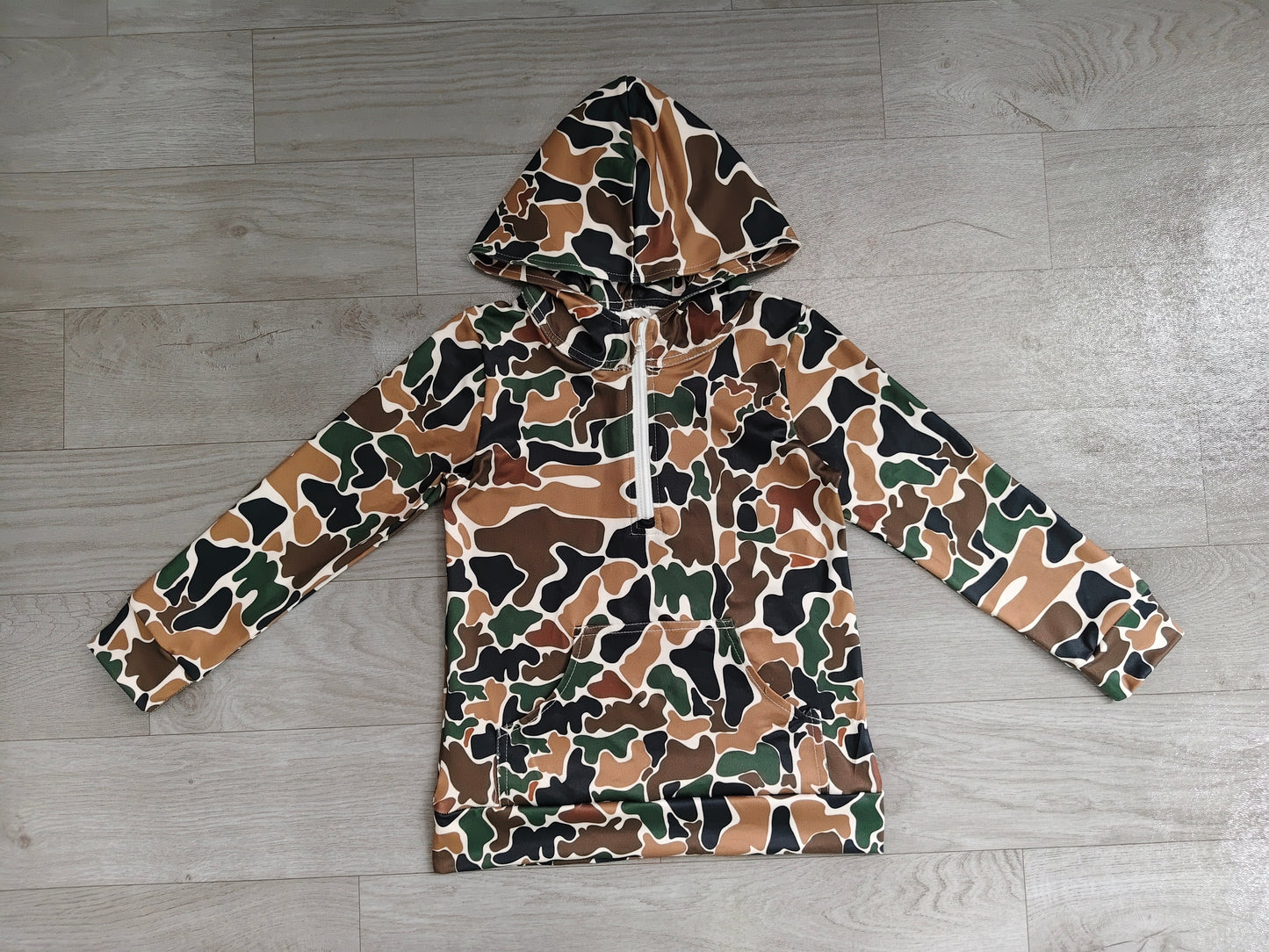 BT1851 Sample No Moq Baby Boys Long Sleeve Southern Camo Zip Pocket Hoodies Top