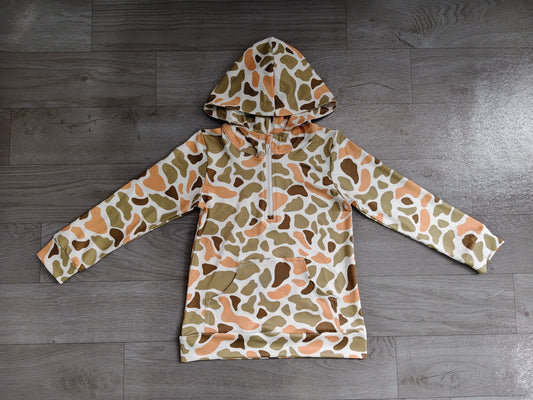 BT1853 Sample No Moq Baby Boys Deer Dogs Ducks Camo Hunting Zip Pocket Hoodies Top