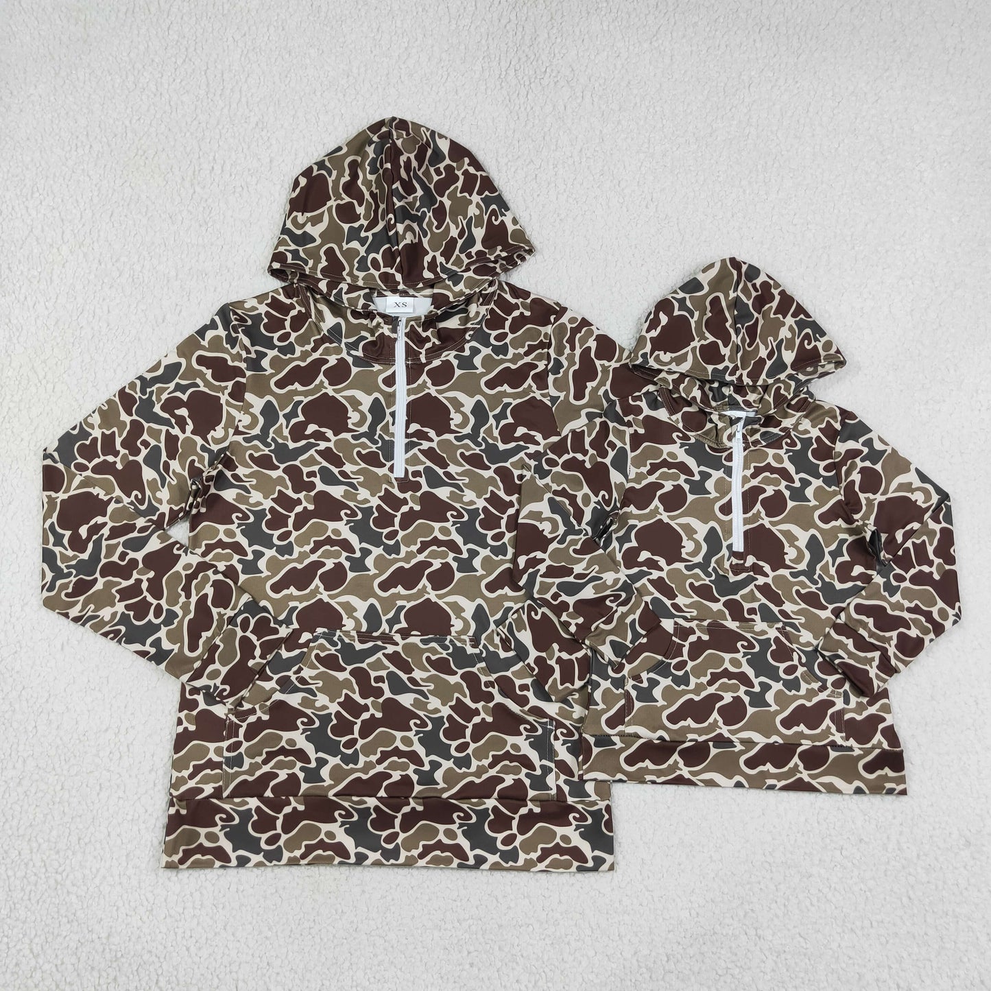 BT1854  RTS NO MOQ （In stock）Baby Boys Southern Camo Zip Pocket Hoodies Top