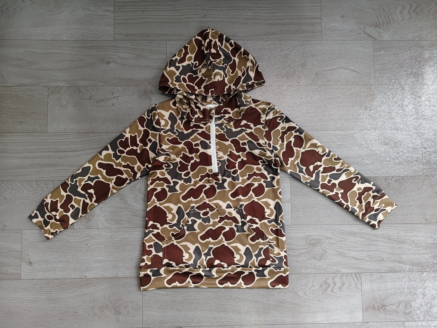 BT1854 Sample No Moq Baby Boys Southern Camo Zip Pocket Hoodies Top
