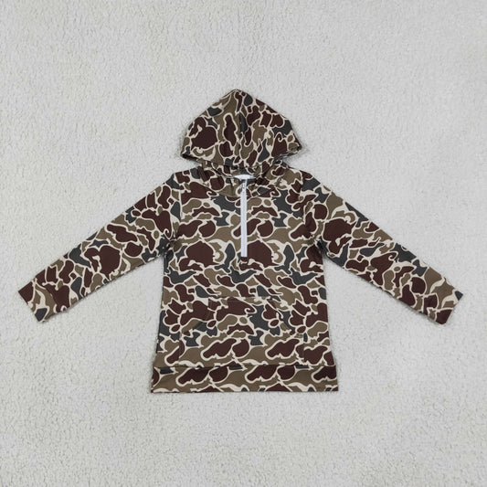 BT1854  RTS NO MOQ （In stock）Baby Boys Southern Camo Zip Pocket Hoodies Top