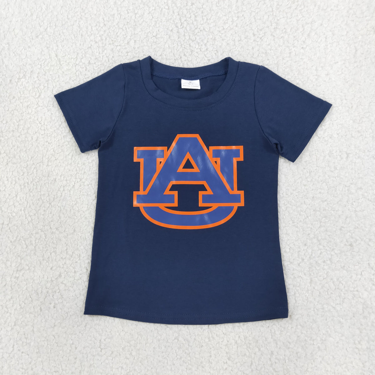 RTS NO MOQ （In stock）milk silk BT1880 Baby Boys Navy Short Sleeve Vinyl Team T-shirts Top