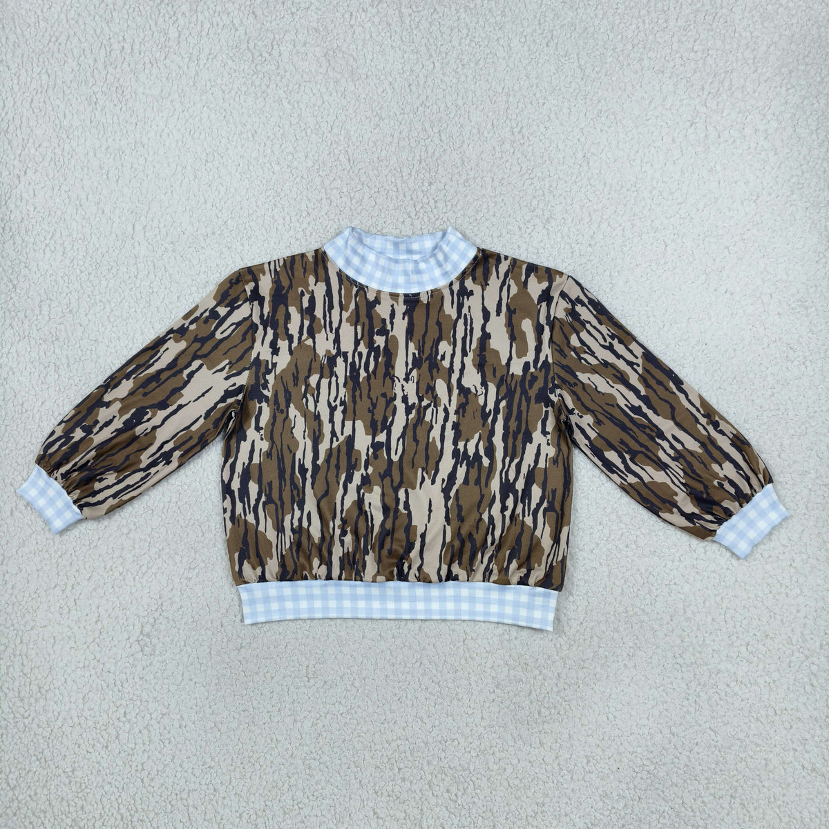 RTS NO MOQ （In stock）milk silk BT1910 High Neck Baby Boys Long Sleeve Camo T‑shirts Casual Top