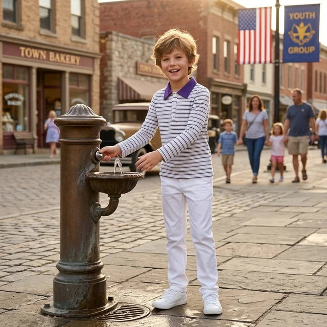 RTS NO MOQ （In stock）milk silk BT1911 Baby Boys Long Sleeve Stripe Button Polo Shirts Top