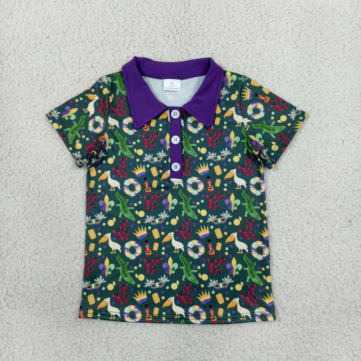 RTS NO MOQ （In stock）milk silk BT1961 Polos For Kids Boys Holiday Short Sleeve Button Polo Casual Shirt Top