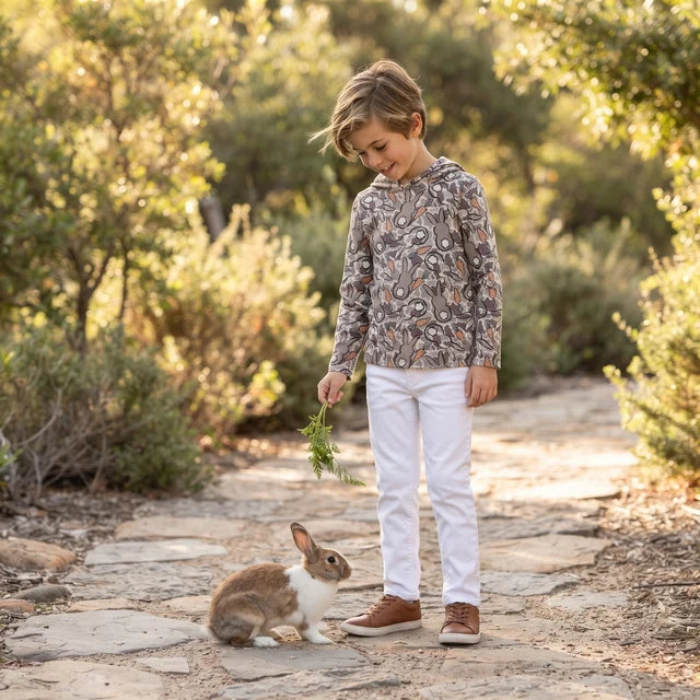 RTS NO MOQ （In stock）milk silk BT1965 Baby Boys Easter Bunny Carrot Camo Print Long Sleeve Hooded Pullover Sweatshirt