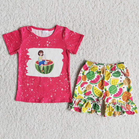 C0-2 kids girl summer set short sleeve top with shorts outfits