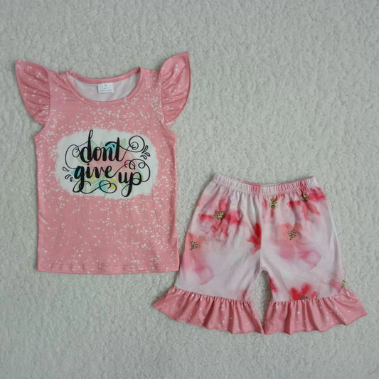 C0-3 kids girl summer set short sleeve top with shorts outfit