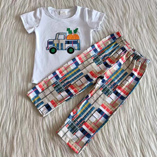 9.22 C1-22 Baby Boys Winter Outfits Boys Pumpkin Tractor pants sets