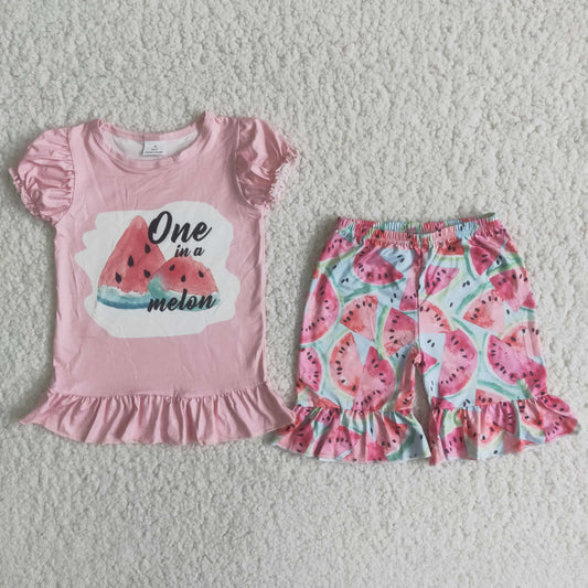 C1-23  Kids girls clothes  puff sleeves top with shorts set-promotion 2024.3.23 $5.5