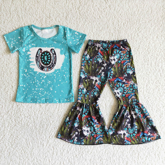 C1-25  Kids girls clothes  short sleeves top with trousers set-promotion 2024.6.15 $2.99