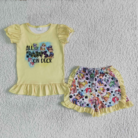 C1-28  Kids girls clothes  puff sleeves top with shorts set-promotion 2024.3.23 $5.5