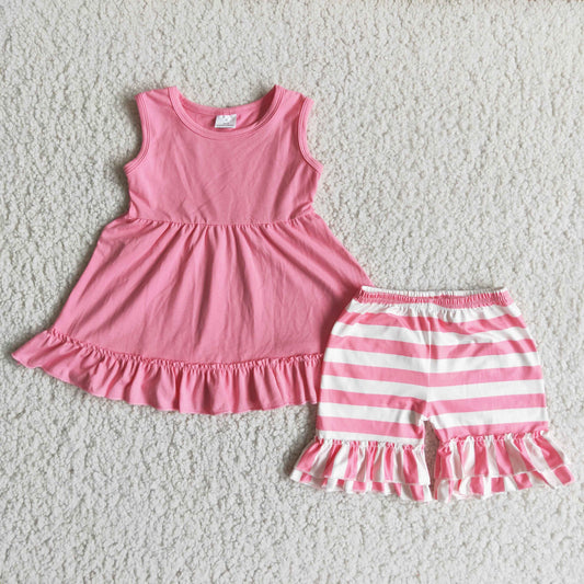 C10-16 Kids girls clothes  sleeves top with shorts set-promotion 2024.4.13 $5.5