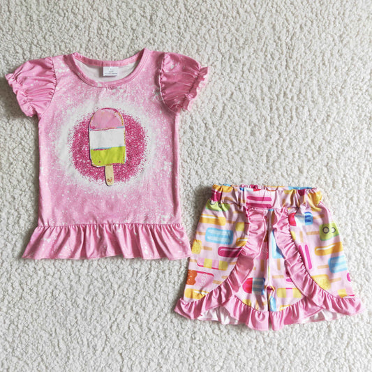 C10-26 Kids girls clothes short sleeves top with shorts set-promotion 2024.4.5 $5.5