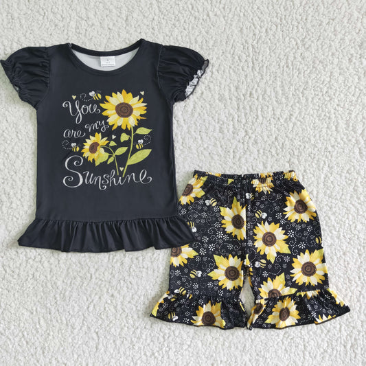 C10-4 Kids girls clothes  puff sleeves top with shorts set-promotion 2024.4.13 $5.5