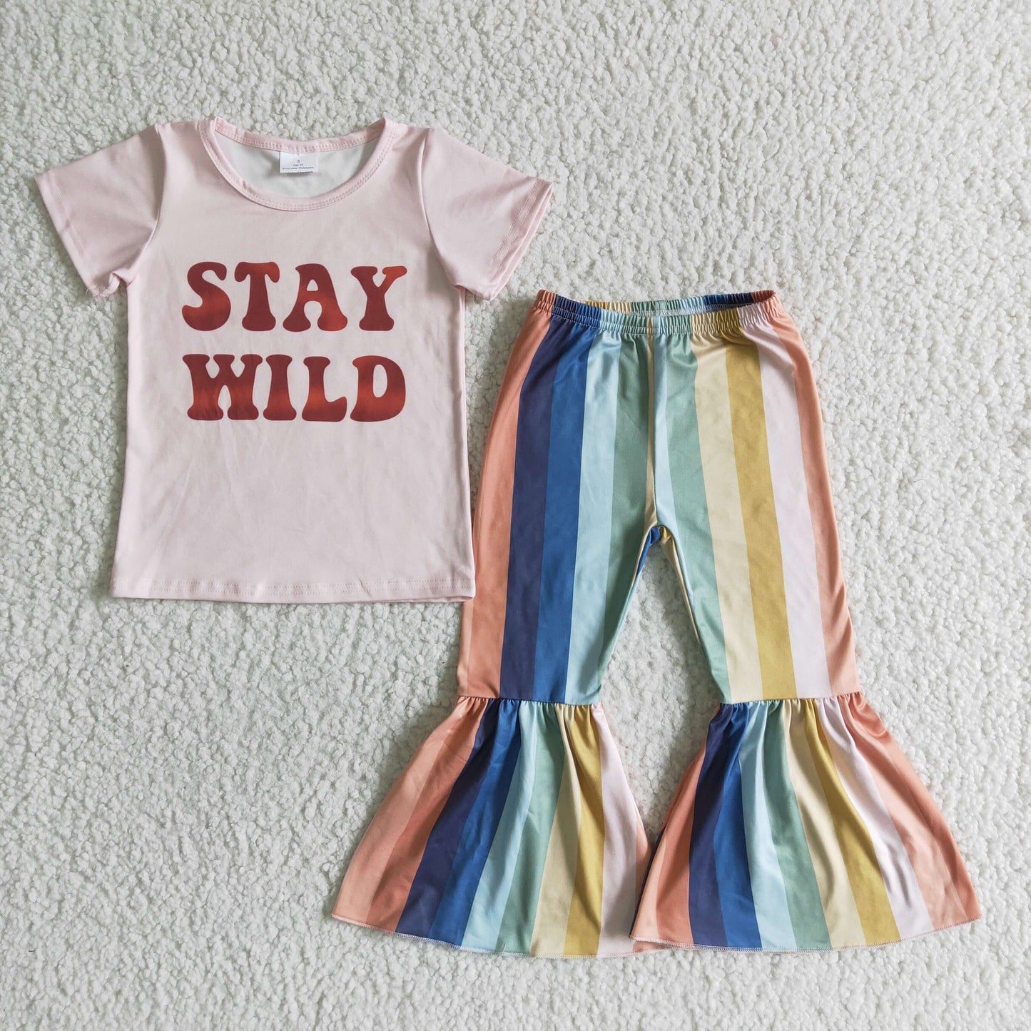 3.7 C11-3 RTS No Moq Clearance Baby Girls Summer Pink stay wild set