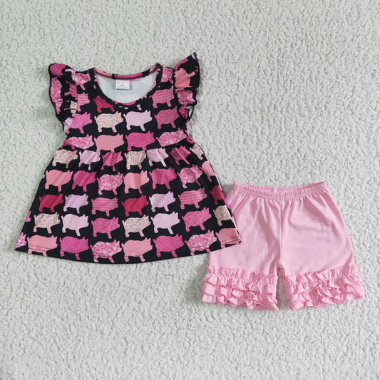 C11-6 Kids girls clothes short sleeve top with shorts promotion 2024.4.15 $5.5