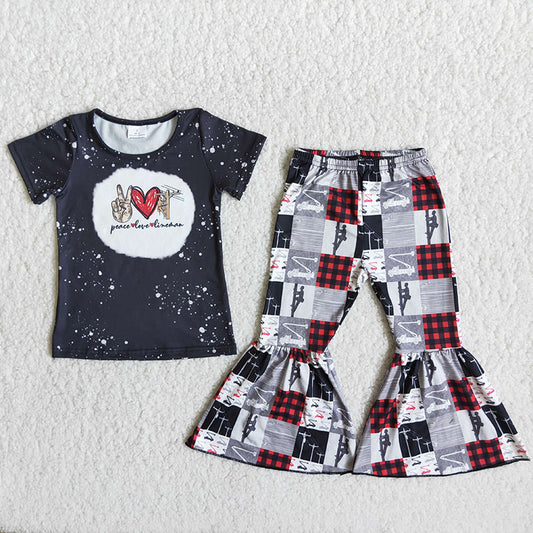 C12-1  Kids girls clothes  short sleeves top with trousers set-promotion 2024.6.29 $2.99