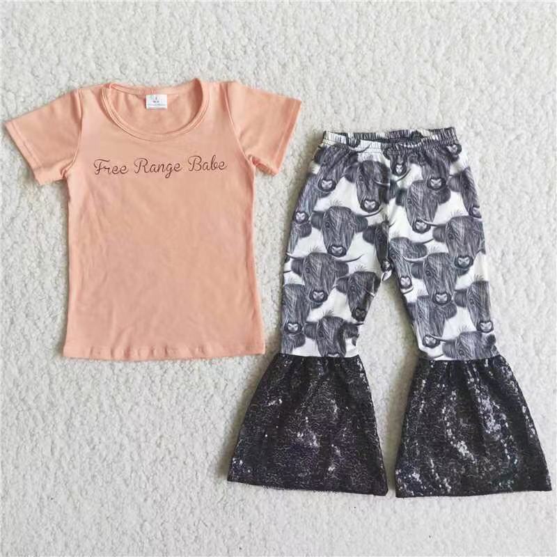 C13-5  Kids girls clothes  short sleeves top with trousers set-promotion 2024.7.20 $2.99