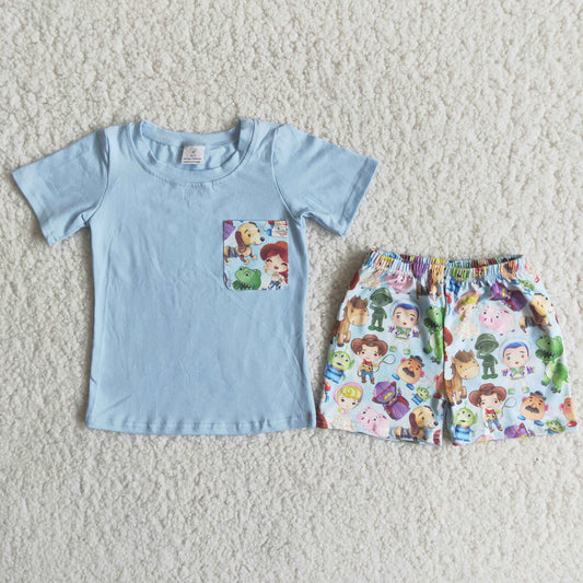 C14-24  Kids boys clothes  short sleeves top with shorts set-promotion  2024.5.25 $5.5