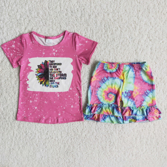 C14-40 Kids girls clothes short sleeves top with shorts set-promotion 2024.4.5 $5.5