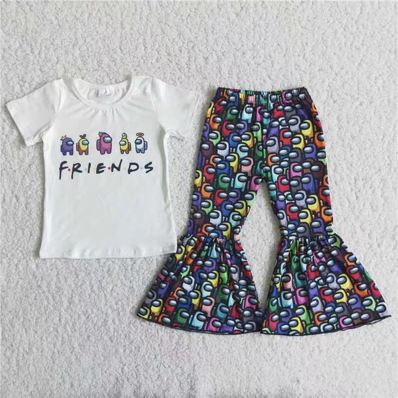 C15-20  Kids girls clothes  short sleeves top with trousers set-promotion 2024.6.22 $2.99