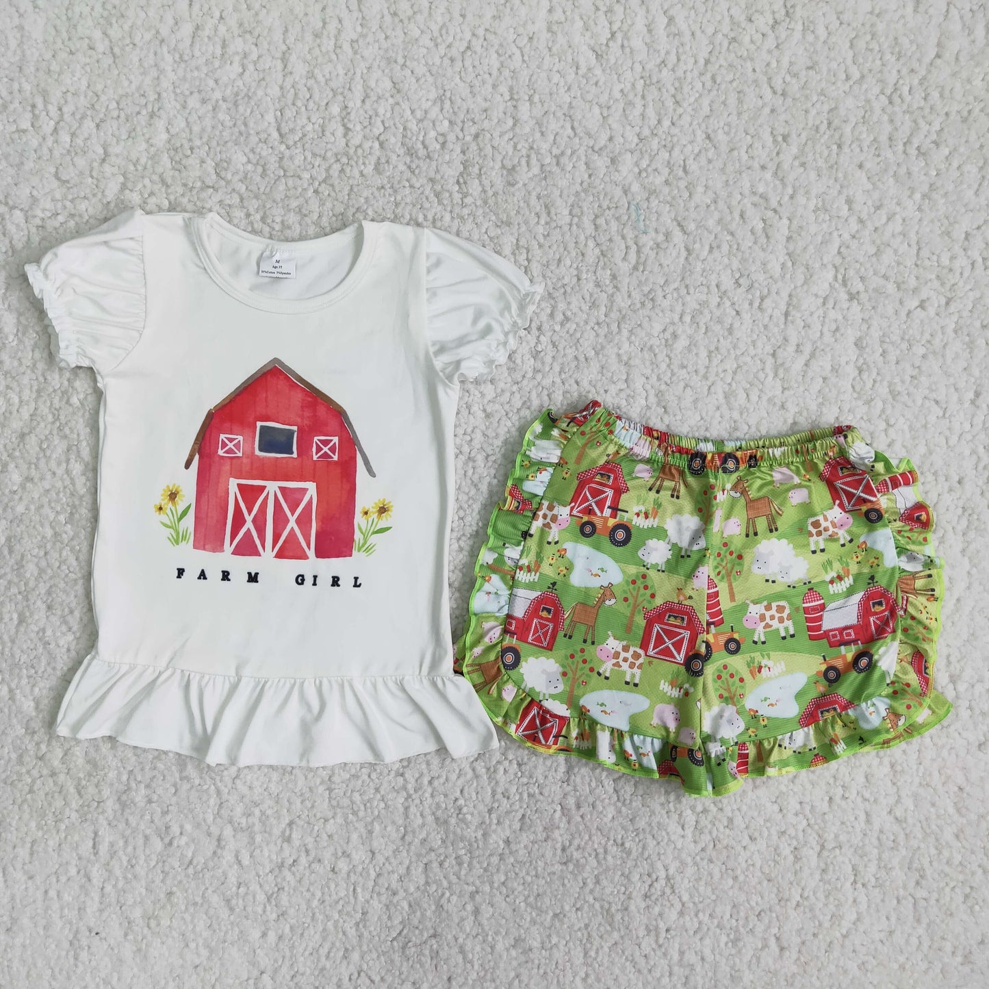 C15-22 Kids girls clothes  puff sleeves top with shorts set-promotion 2024.4.13 $5.5