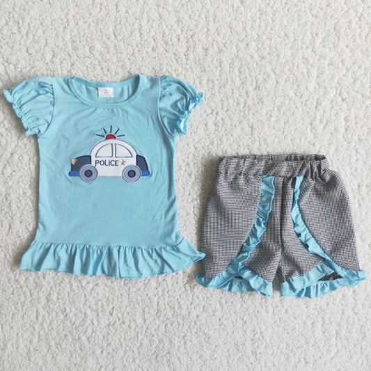 C15-38 Kids girls clothes pull sleeves top with shorts set-promotion 2024.6.15 $5.5