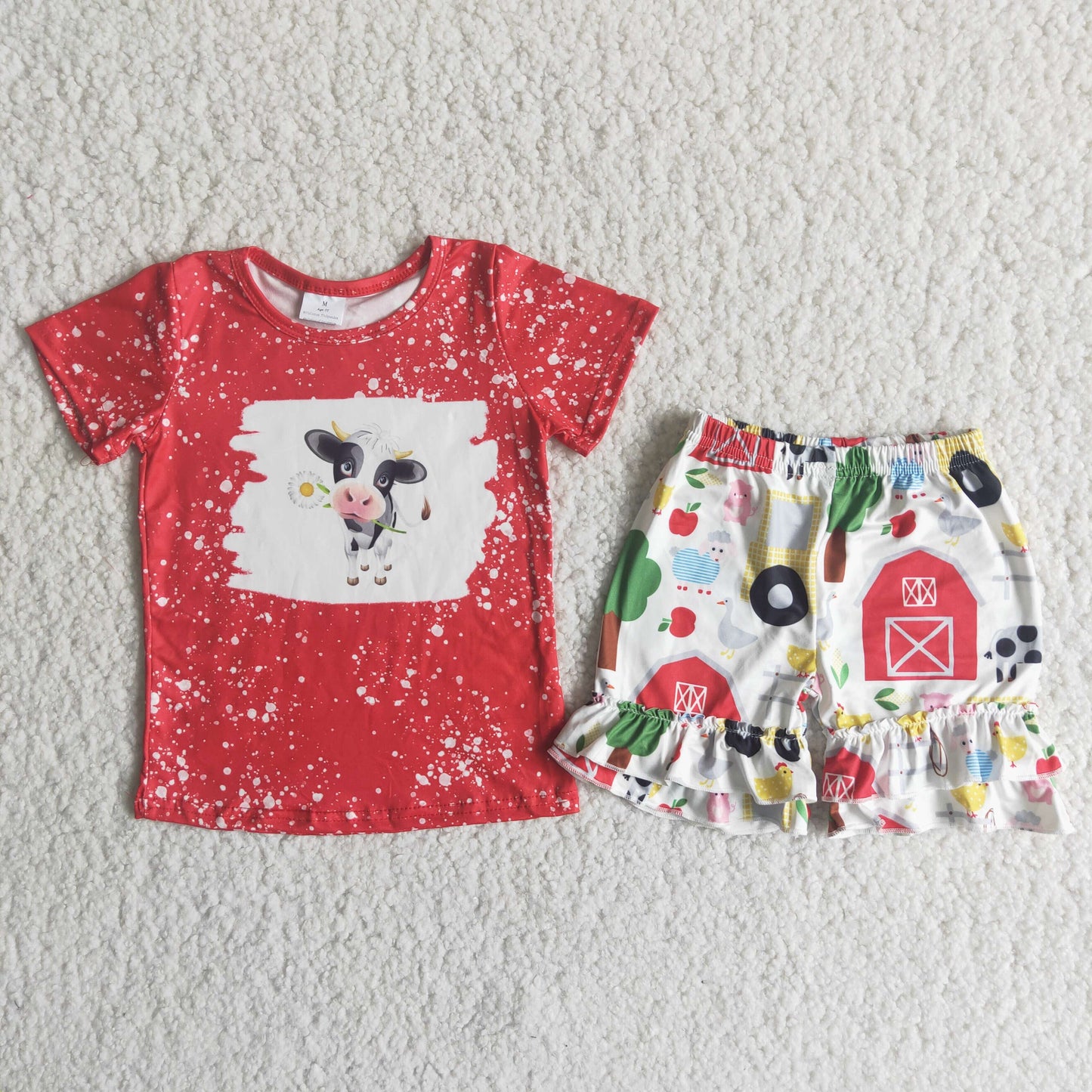 C15-5 Kids girls clothes short sleeves top with shorts set-promotion 2024.4.5 $5.5