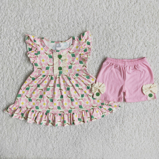 C16-19  Kids girls clothes flying sleeves with shorts set-promotion  2024.4.20 $5.5