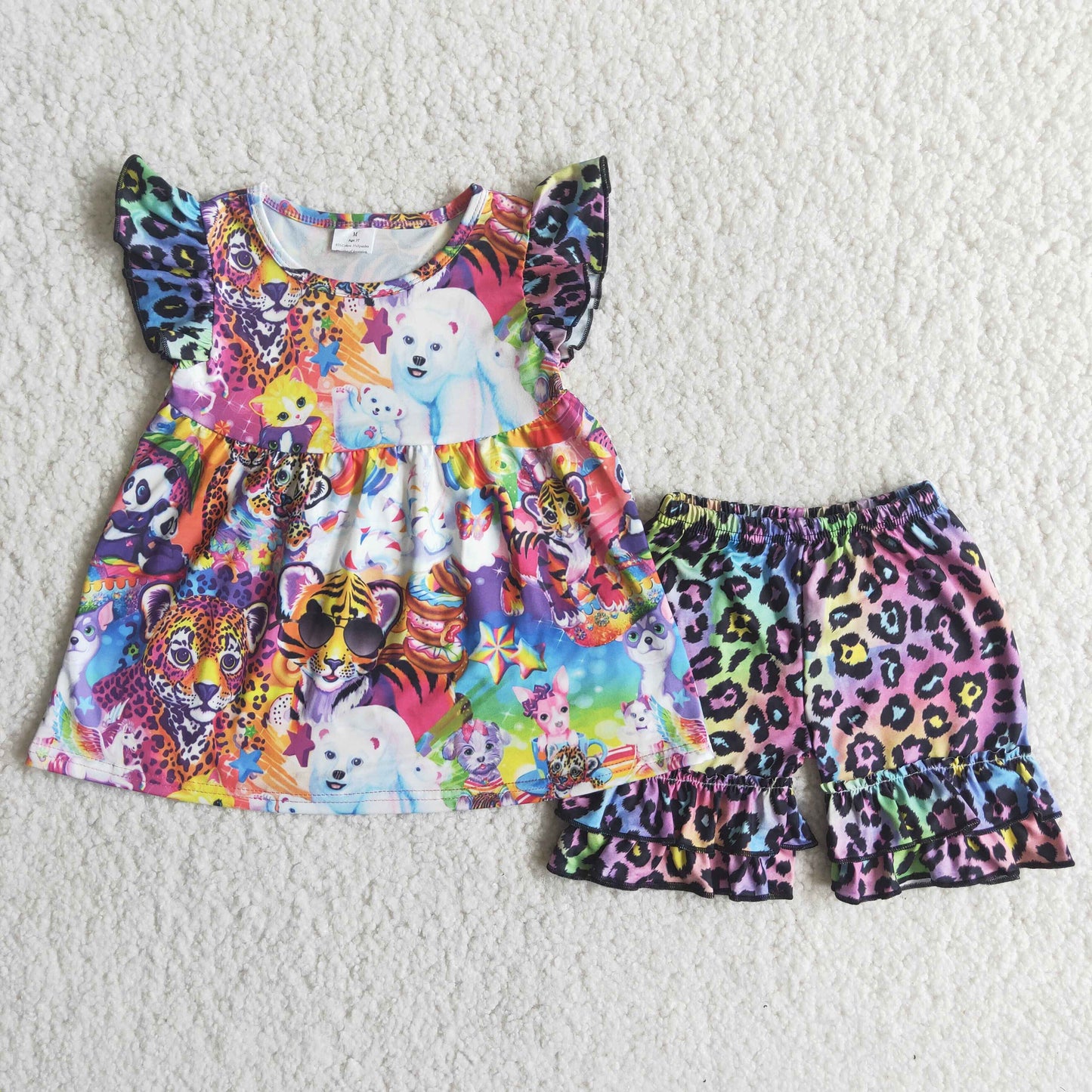 C16-3 Kids girls clothes flying sleeves with shorts set-promotion 2024.4.27 $5.5