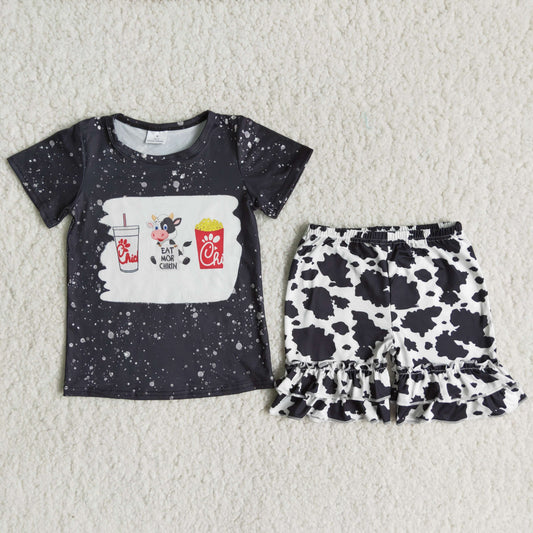 C16-7 Kids girls clothes short sleeve top with shorts promotion 2024.4.15 $5.5