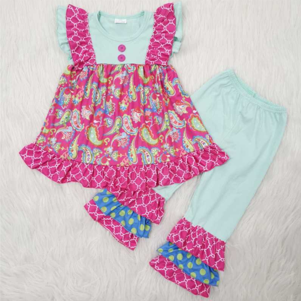 C3-21  Kids girls clothes sleeves top with trousers set-promotion 2024.6.15 $2.99