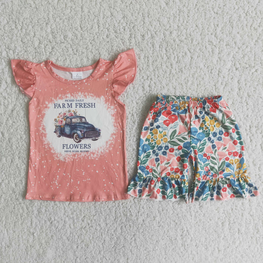 C4-24  Kids girls clothes flying sleeves with shorts set-promotion 2024.5.18 $2.99