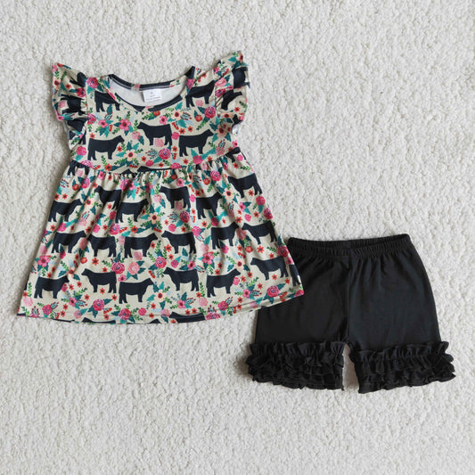 C5-1-3 Kids girls clothes short sleeve with shorts set-promotion 2024.3.30 $5.5