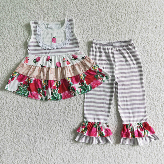 C5-18 Kids girls clothes sleeves top with trousers set-promotion 2024.7.6 $2.99