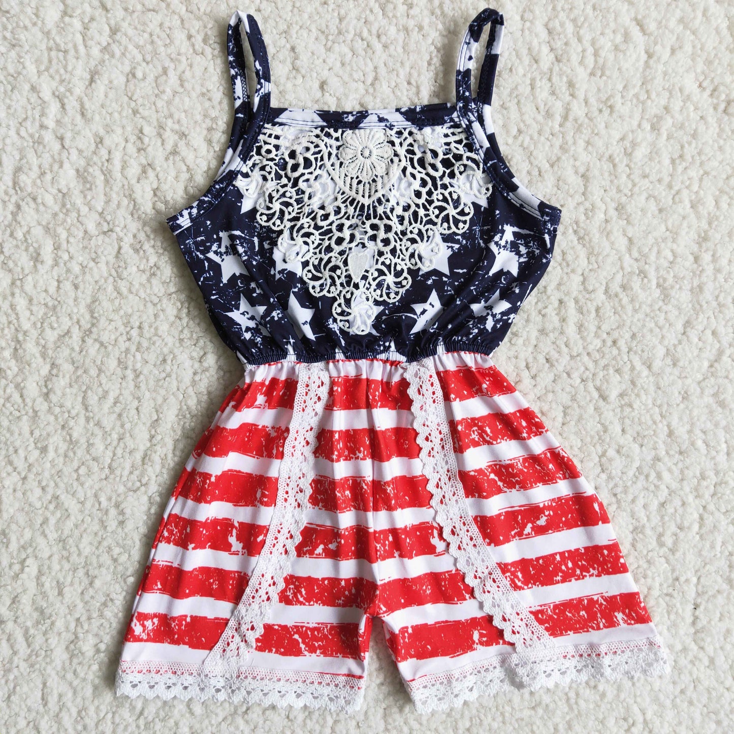 C6-10 Kids girls clothes short sleeveless July 4th romper -promotion 2024.4.27 $5.5