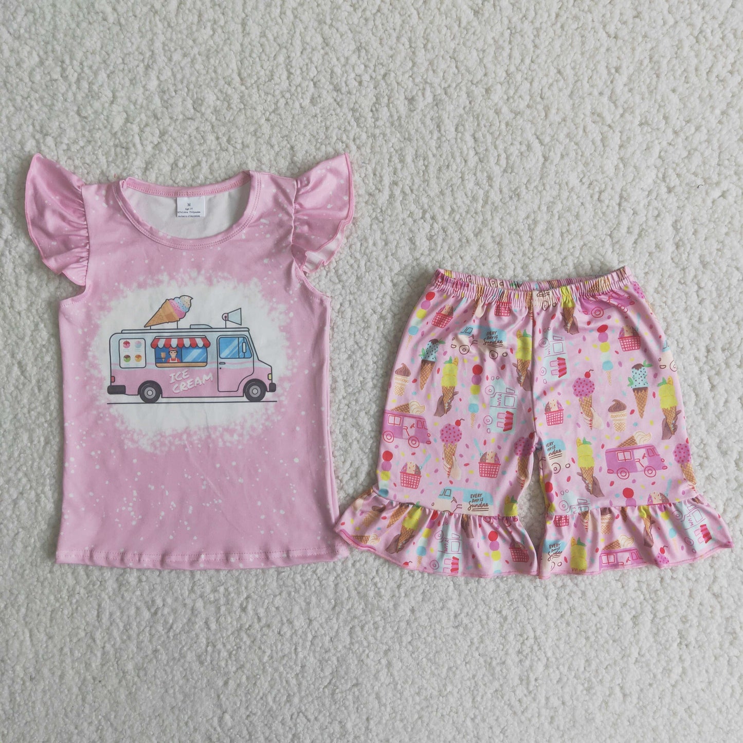 C6-11 Summer kids boutique clothes set short sleeve top with shorts set