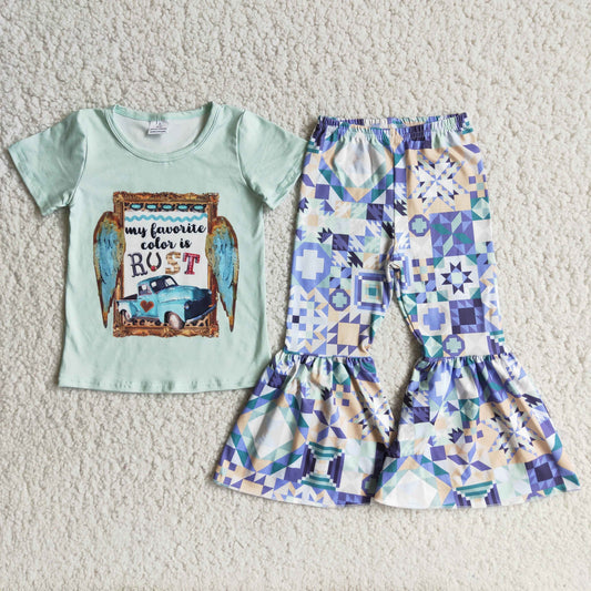 C6-15 Kids girls clothes  short sleeves top with trousers set-promotion 2024.6.15 $2.99