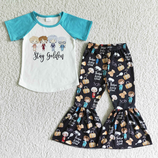 C6-23  Kids girls clothes  short sleeves top with trousers set-promotion 2024.6.29 $2.99