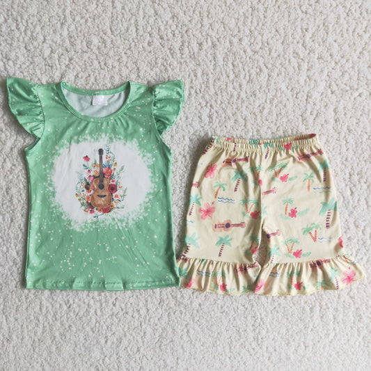 C6-3  Kids girls clothes flying sleeves top with shorts set-promotion 2024.3.23 $5.5