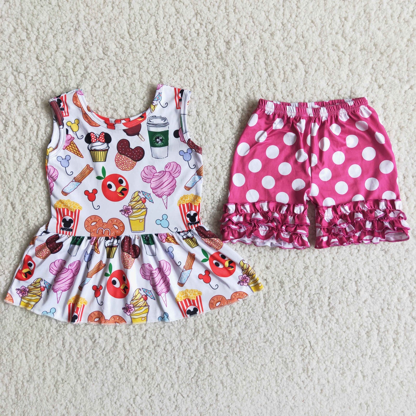 C7-11  Kids girls clothes short sleeve with shorts set-promotion 2024.3.30 $5.5