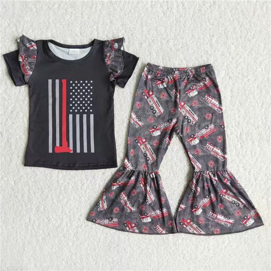 C7-24 Kids girls clothes  short sleeves top with trousers set-promotion 2024.6.15 $2.99