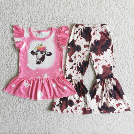 C8-13 Kids girls clothes flying sleeves top with trousers set-promotion 2024.7.6 $2.99